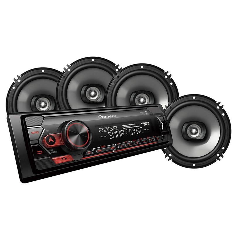 Combo Stereo + 4 Parlantes Pioneer (Mvh-S320bt + Ts-165p 6.5